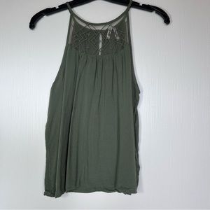 Mudd Sage Green Tank Top with Geometric Back